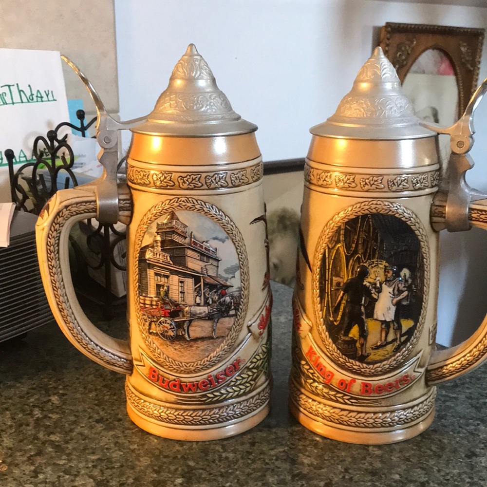 ANHEISER BUSCH  HAND CRAFTED Beer steins - stamped- great gift !